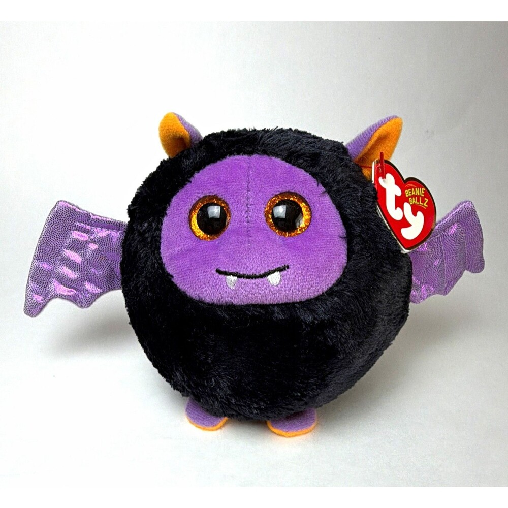 Ty Beanie Ballz Batty Bat Plush Stuffed Animal Black Purple